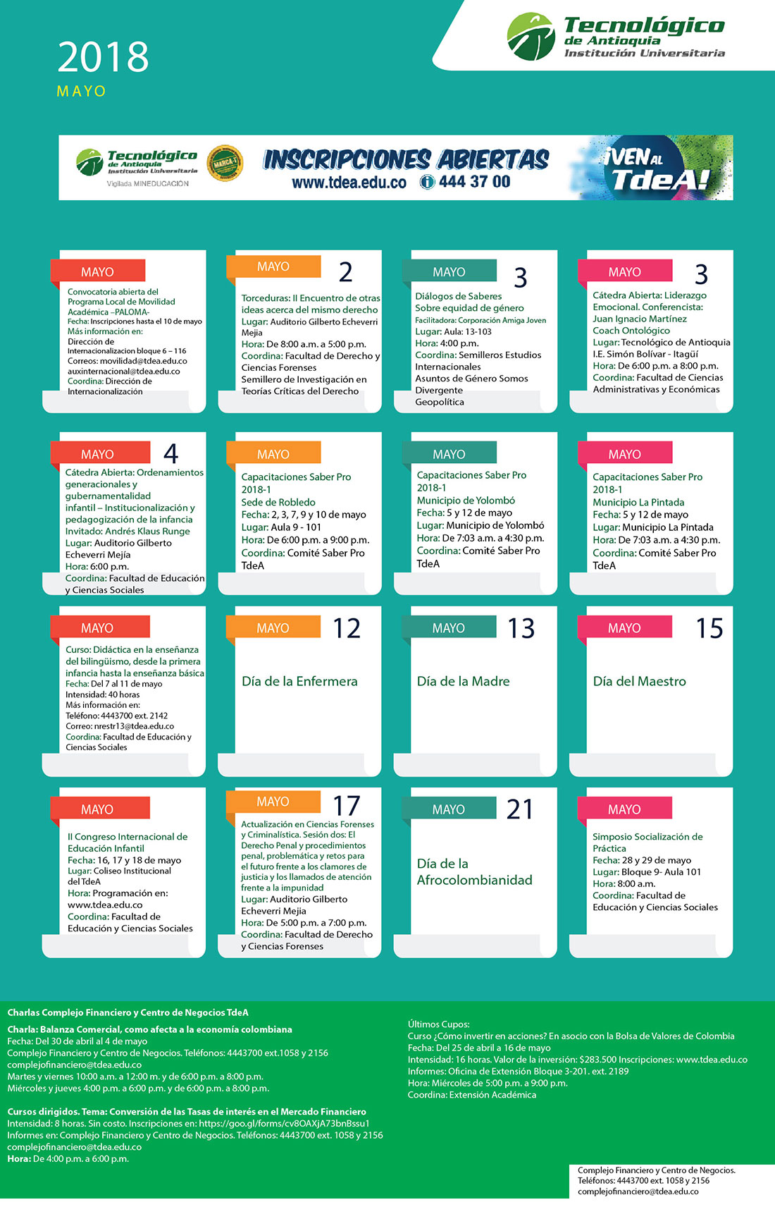 - AGENDA - Abril 30 - Mayo 7 - 2018