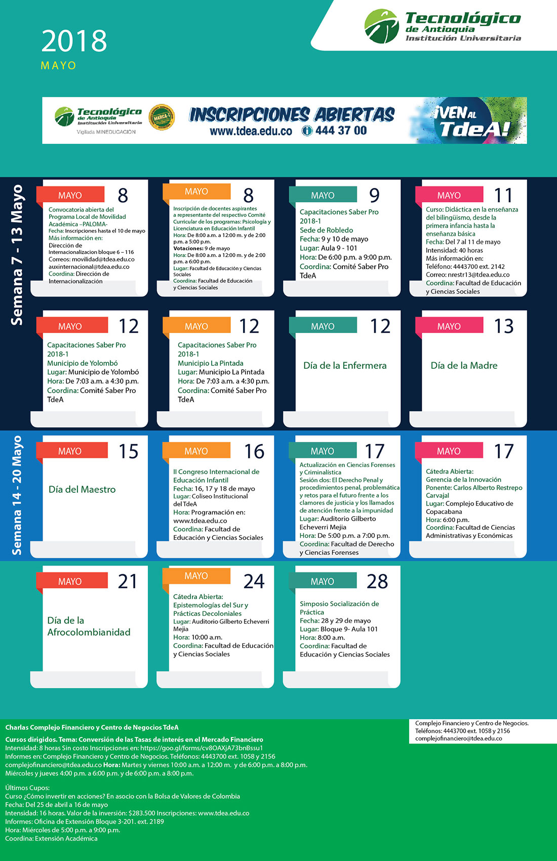 - AGENDA - Mayo 7 - Mayo 13 - 2018
