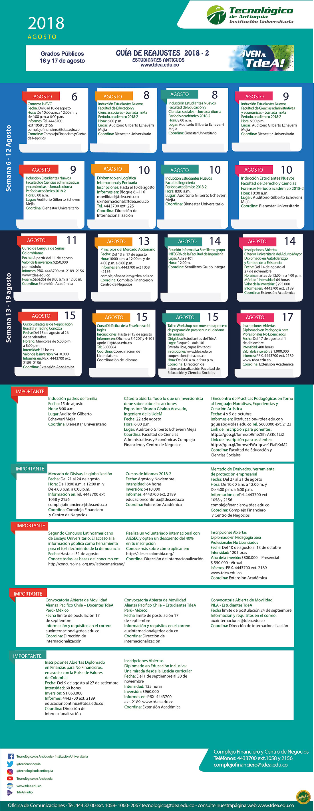 - AGENDA - Agosto - 6 - Agosto - 12 - 2018