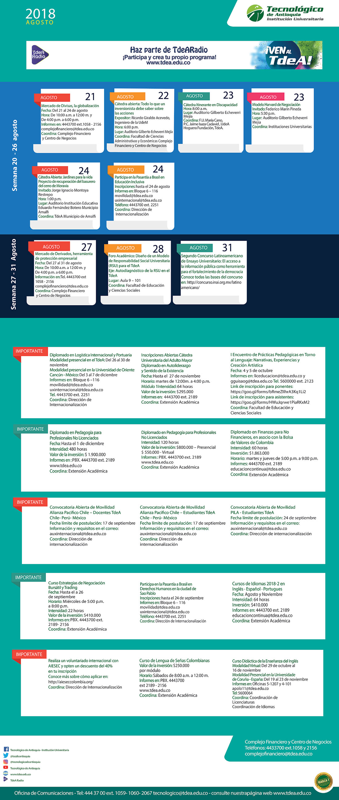- AGENDA - Agosto - 20 - Agosto - 26 - 2018