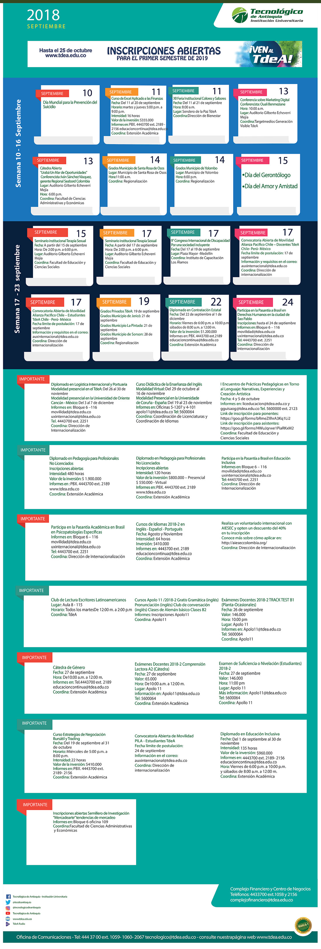 - AGENDA - Septiembre - 10 - 16 - 2018