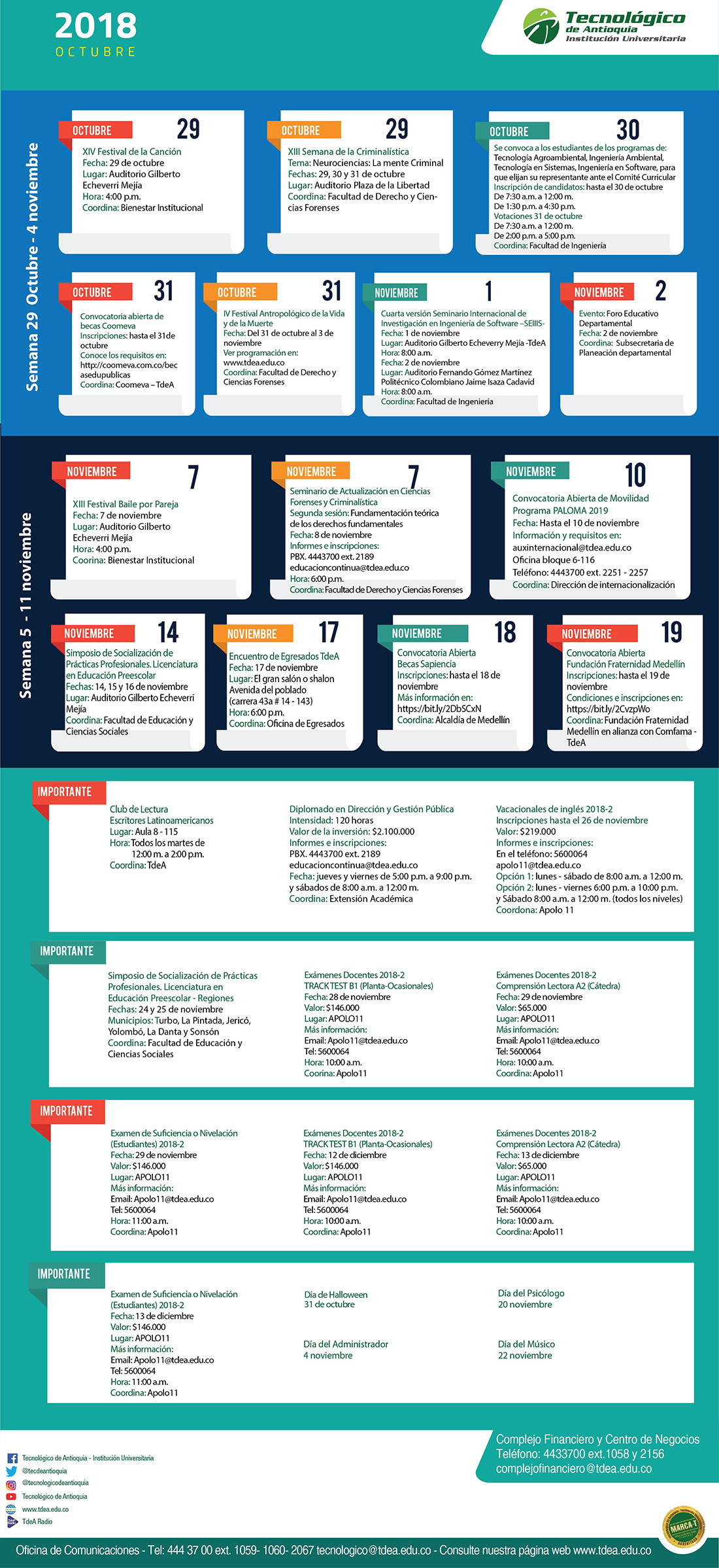 - AGENDA - Octubre - 29 - Noviembre - 4 - 2018