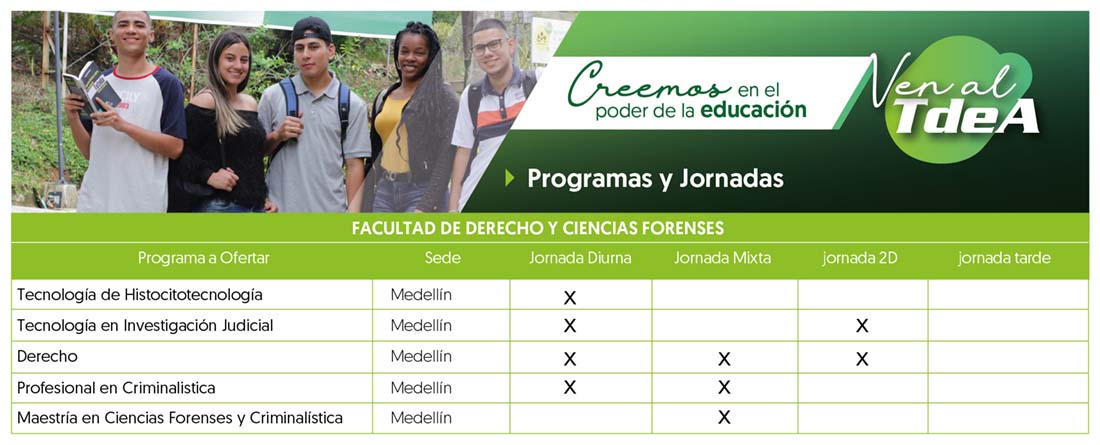 - Programas y jornadas FACULTAD DE DERECHO Y CIENCIAS FORENSES