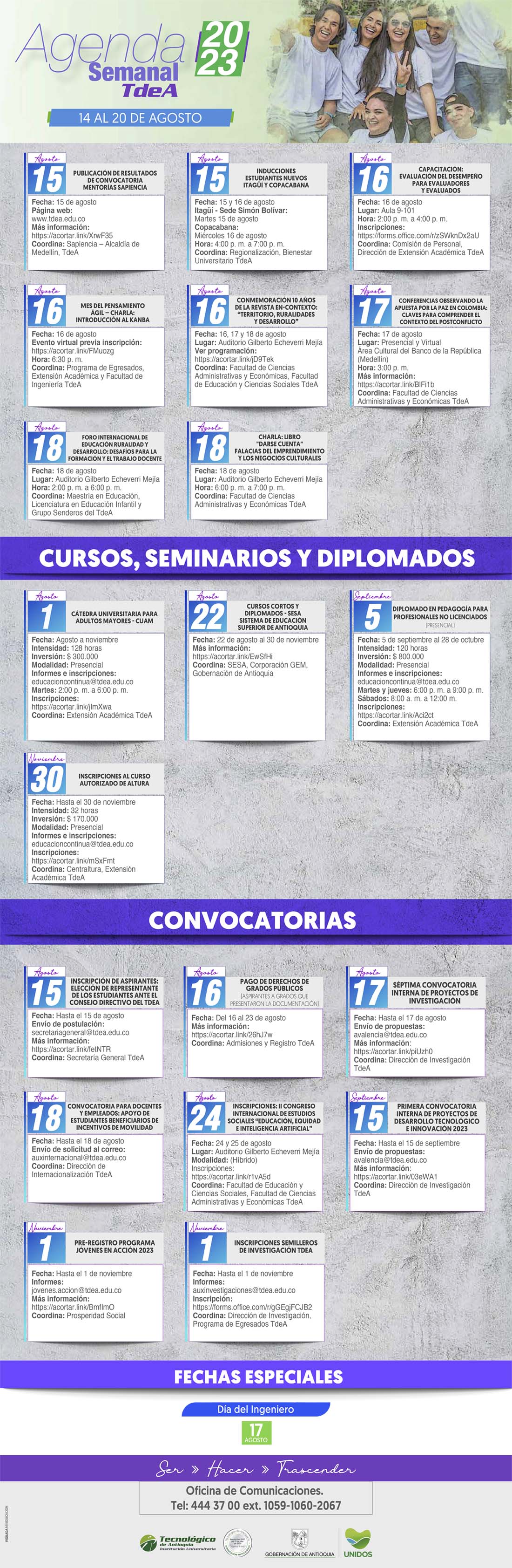 AGENDA SEMANA 14 - 20 AGOSTO