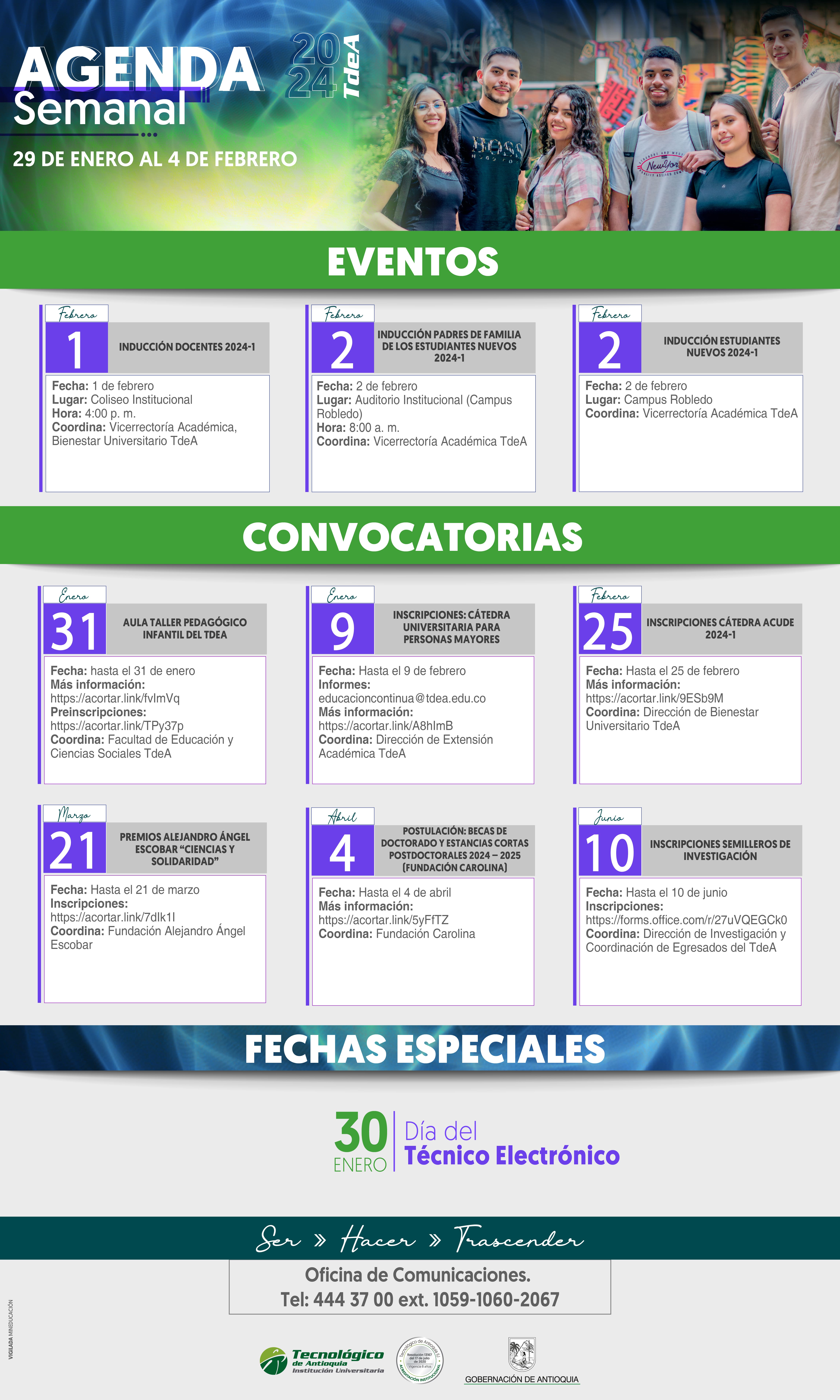 AGENDA SEMANA 29 DE ENERO A 4 DE FEBRERO