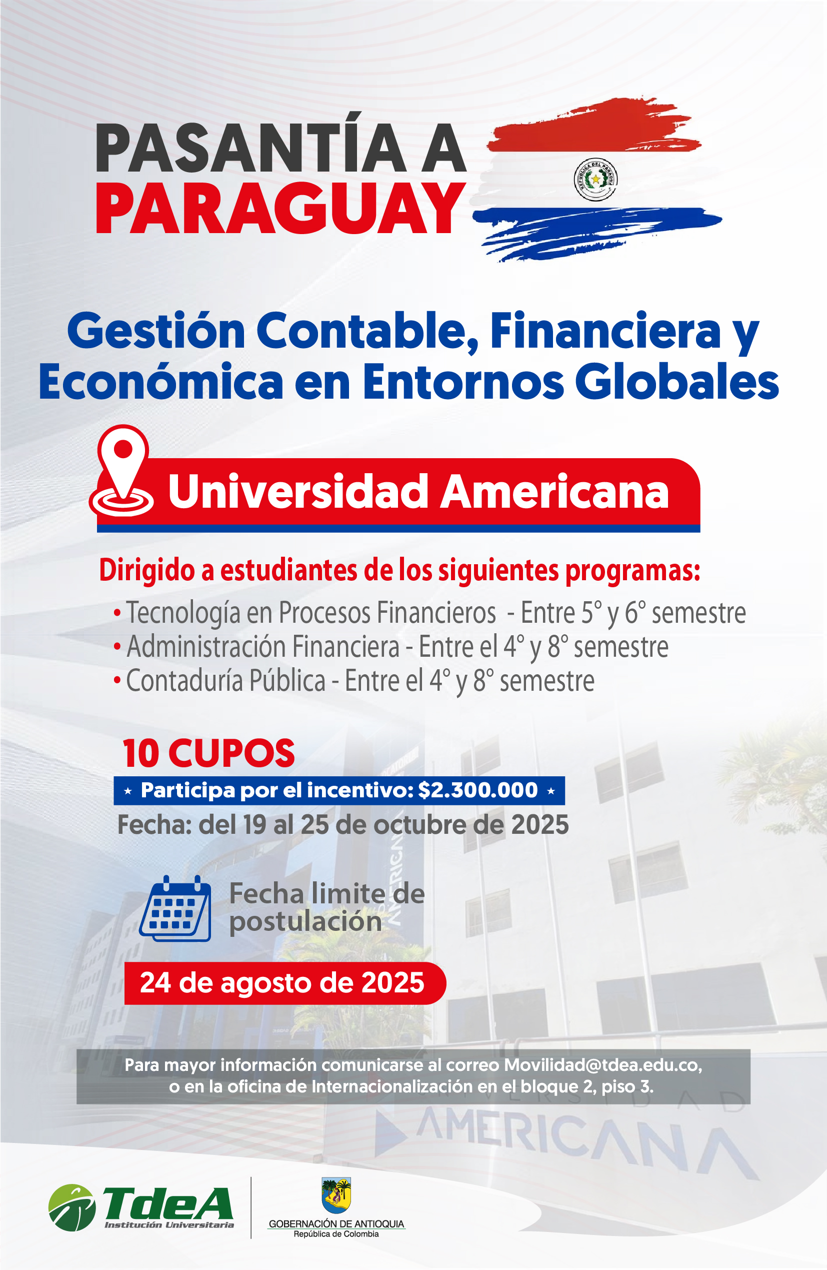 Pasantía a Paraguay en Gestión Contable, Financiera y Económica en entornos globales