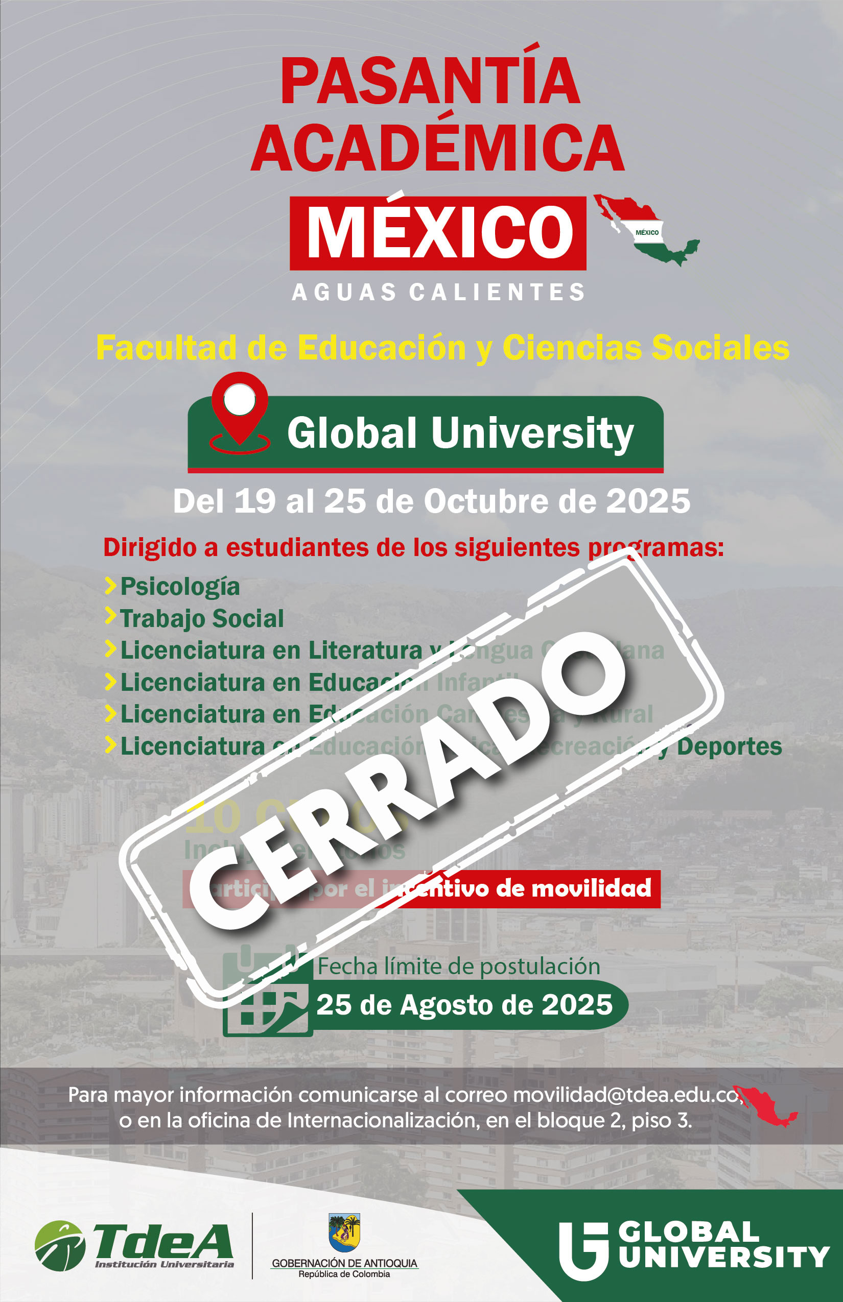 Pasantía a México Aguas Calientes - Facultad de Educación y Ciencias Sociales