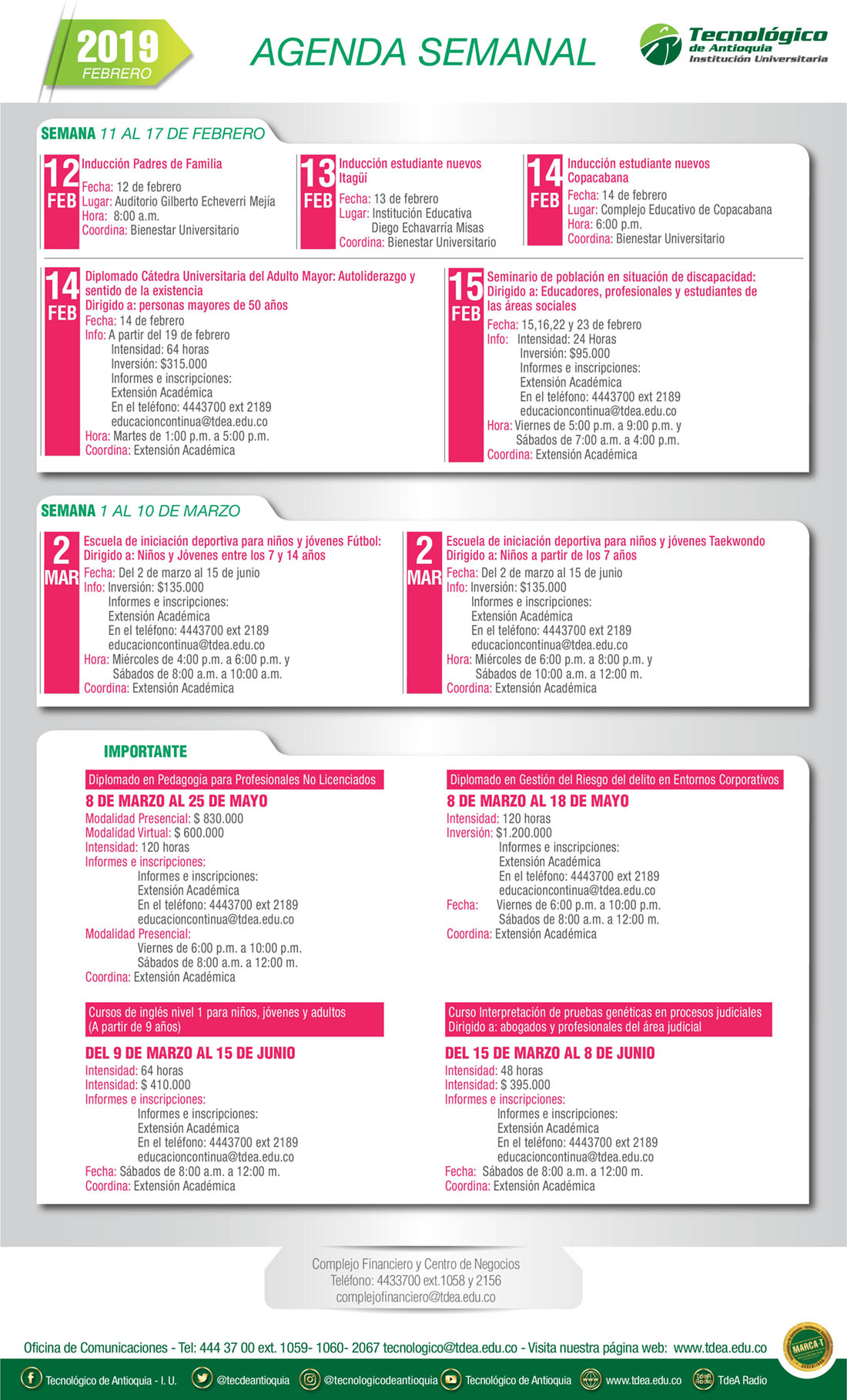 - AGENDA - Febrero - 11 - 17 - 2019