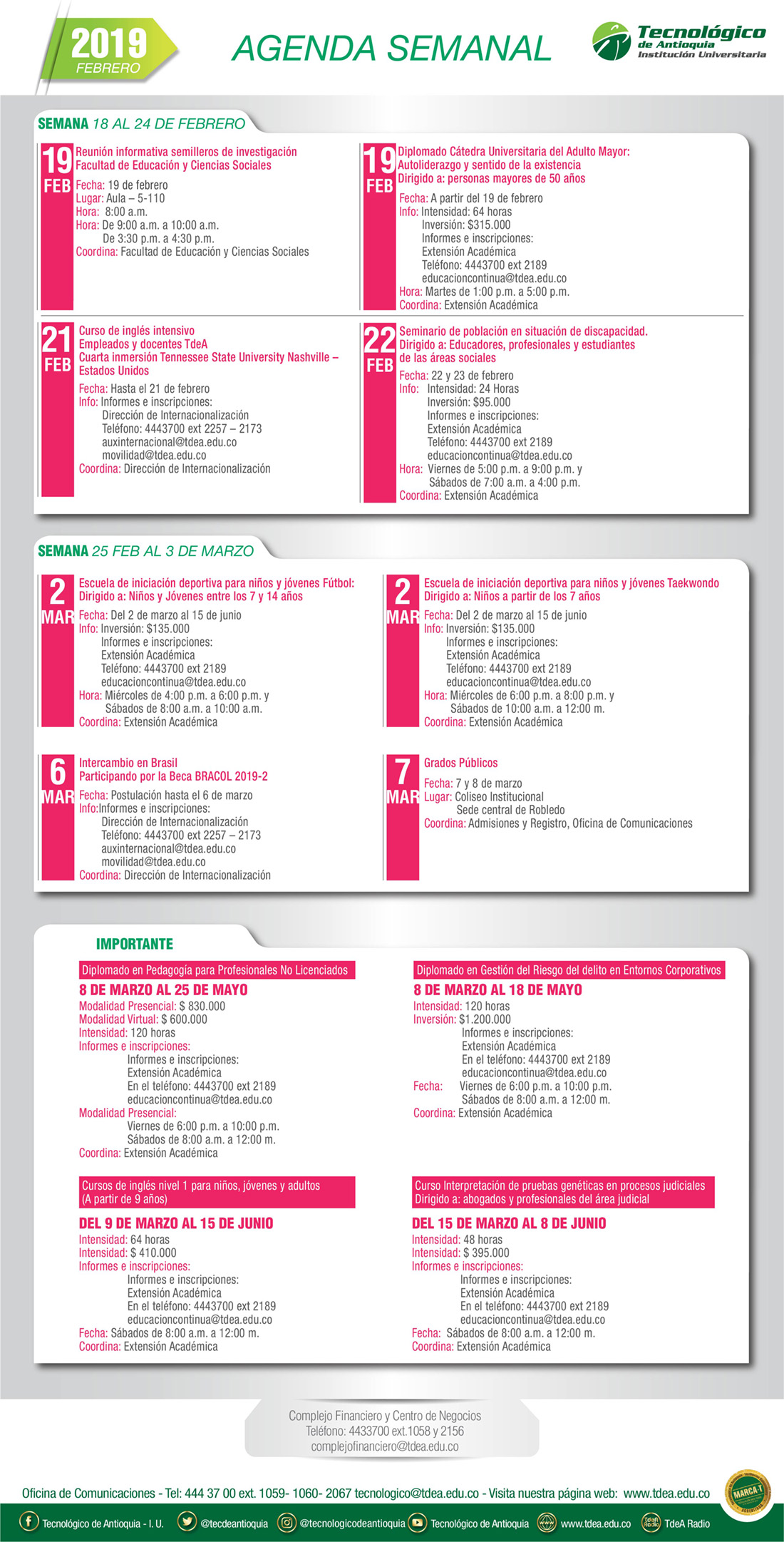 - AGENDA - Febrero - 18 - 24 - 2019