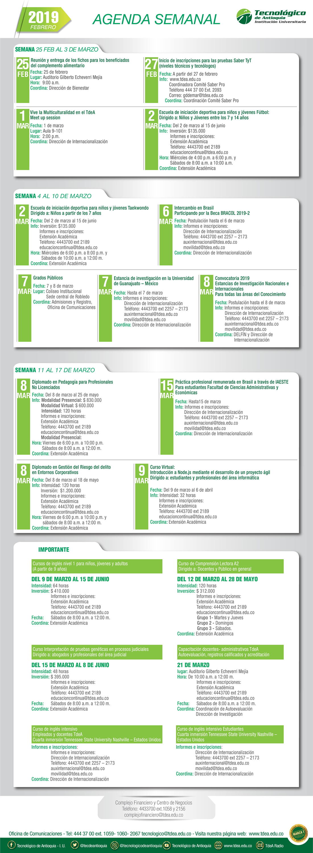 - AGENDA - Febrero - 25 - Marzo - 3 - 2019