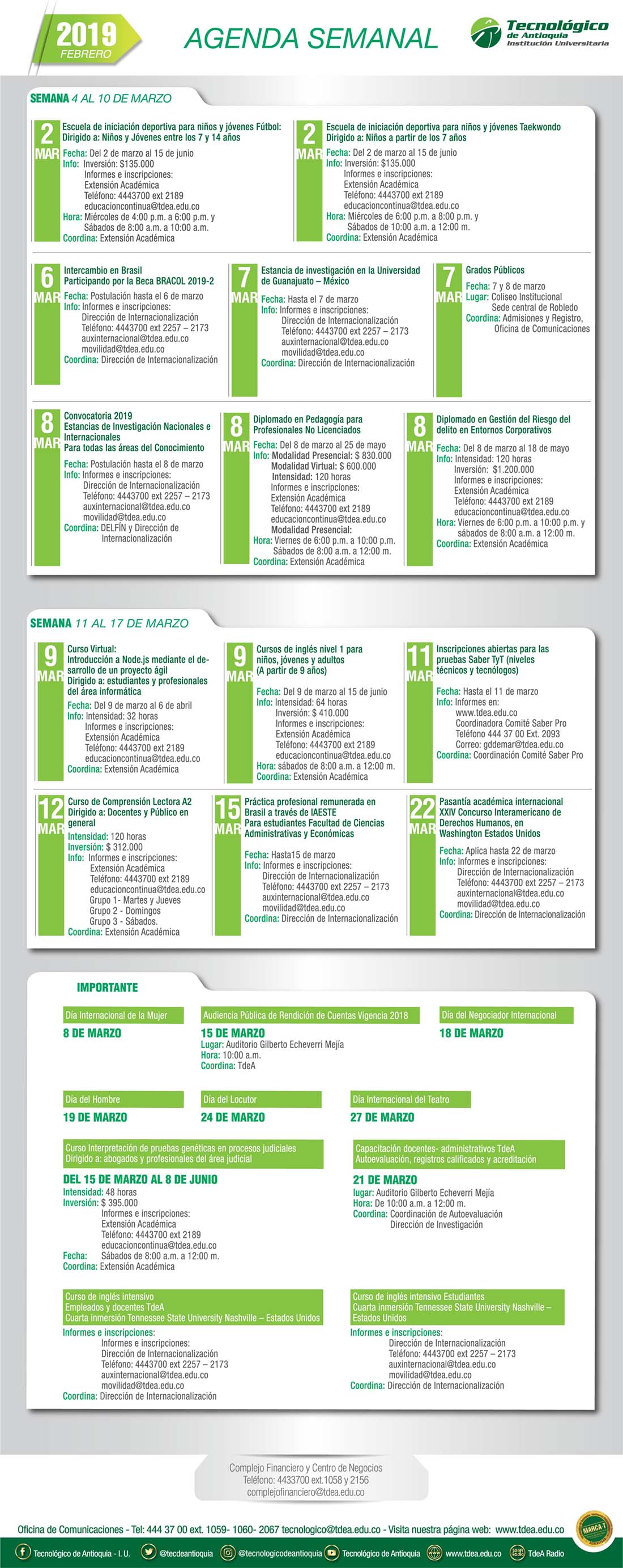 - AGENDA - Marzo - 4 - 10 - 2019