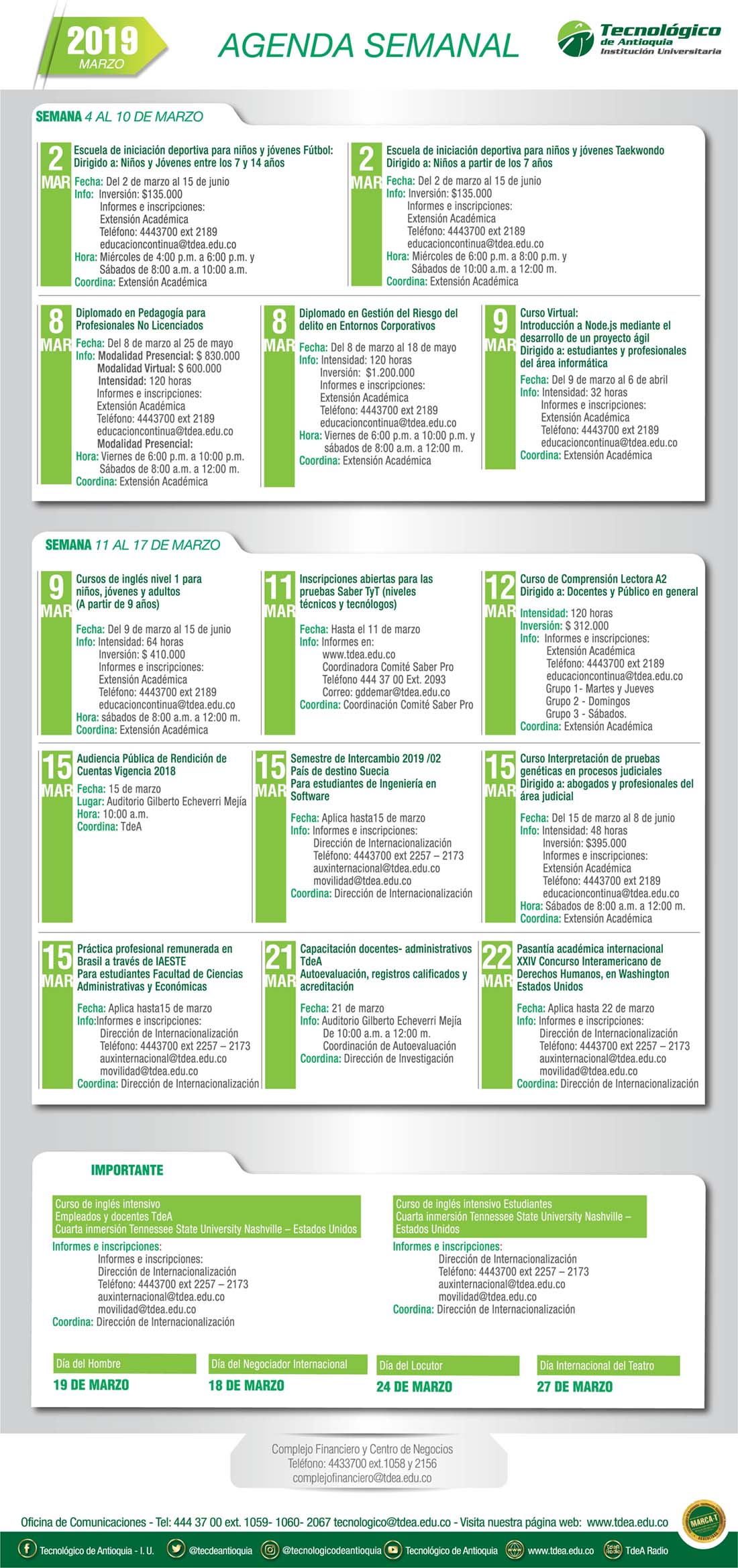 - AGENDA - Marzo - 11 - 17 - 2019