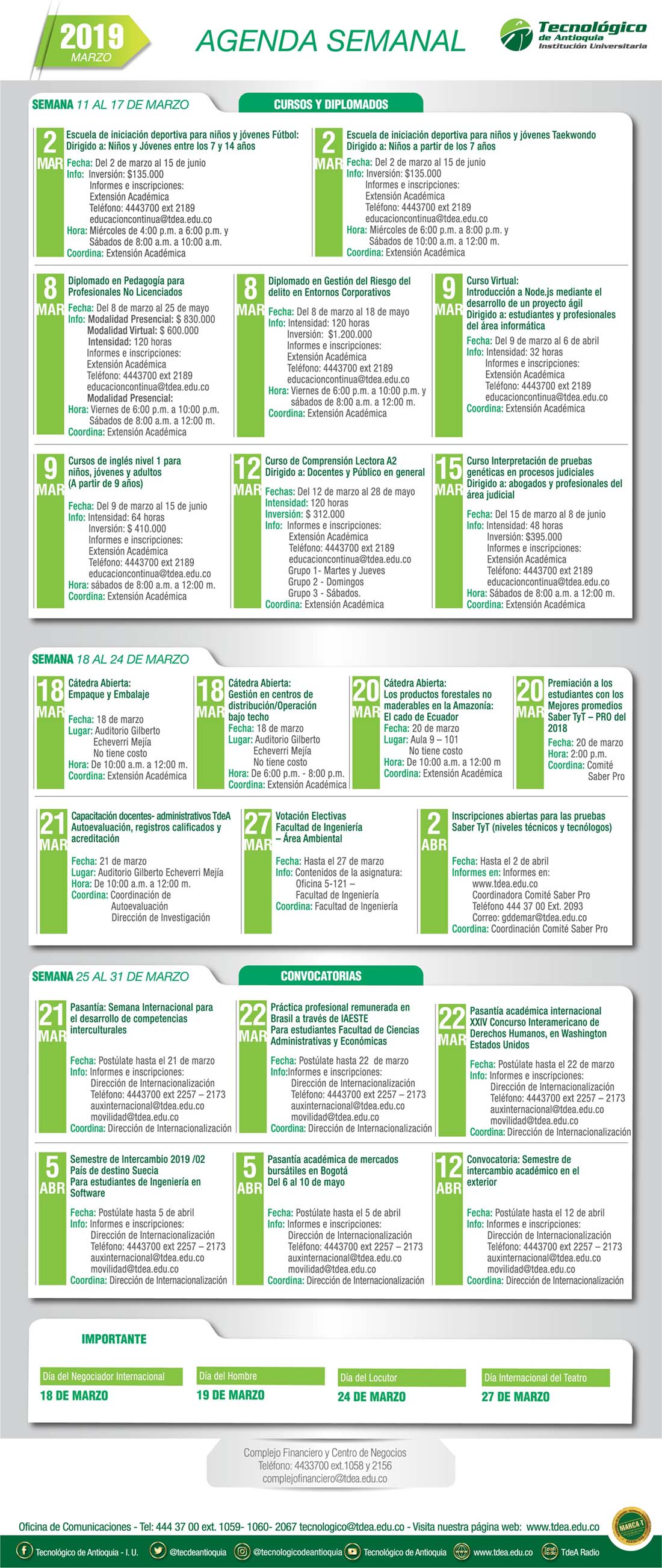 - AGENDA - Marzo - 18 - 24 - 2019