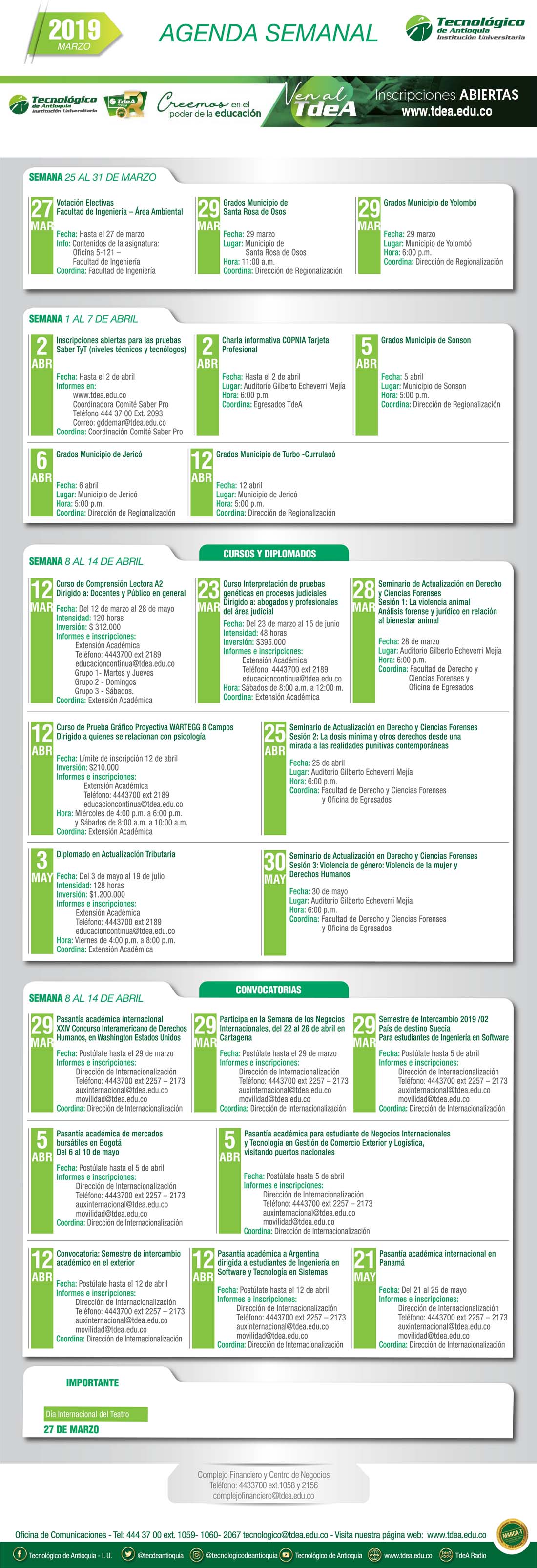 - AGENDA - Marzo - 25 - 31 - 2019