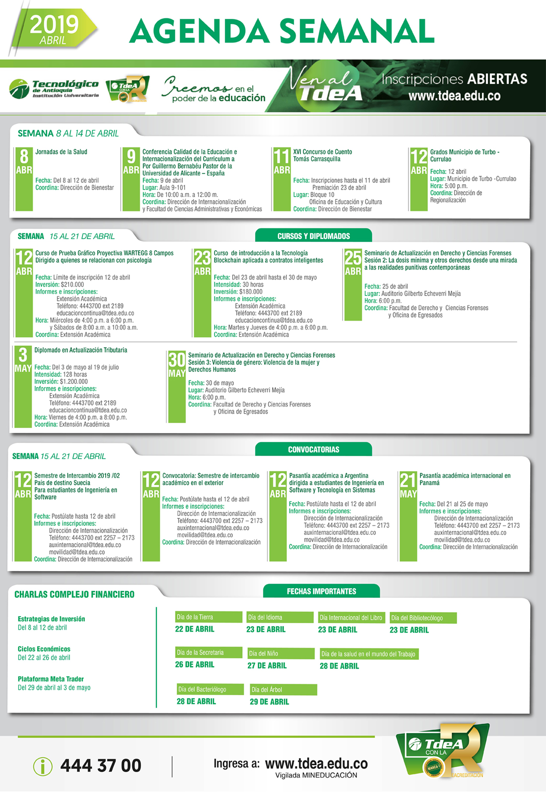 - AGENDA - Abril - 8 - 14 - 2019