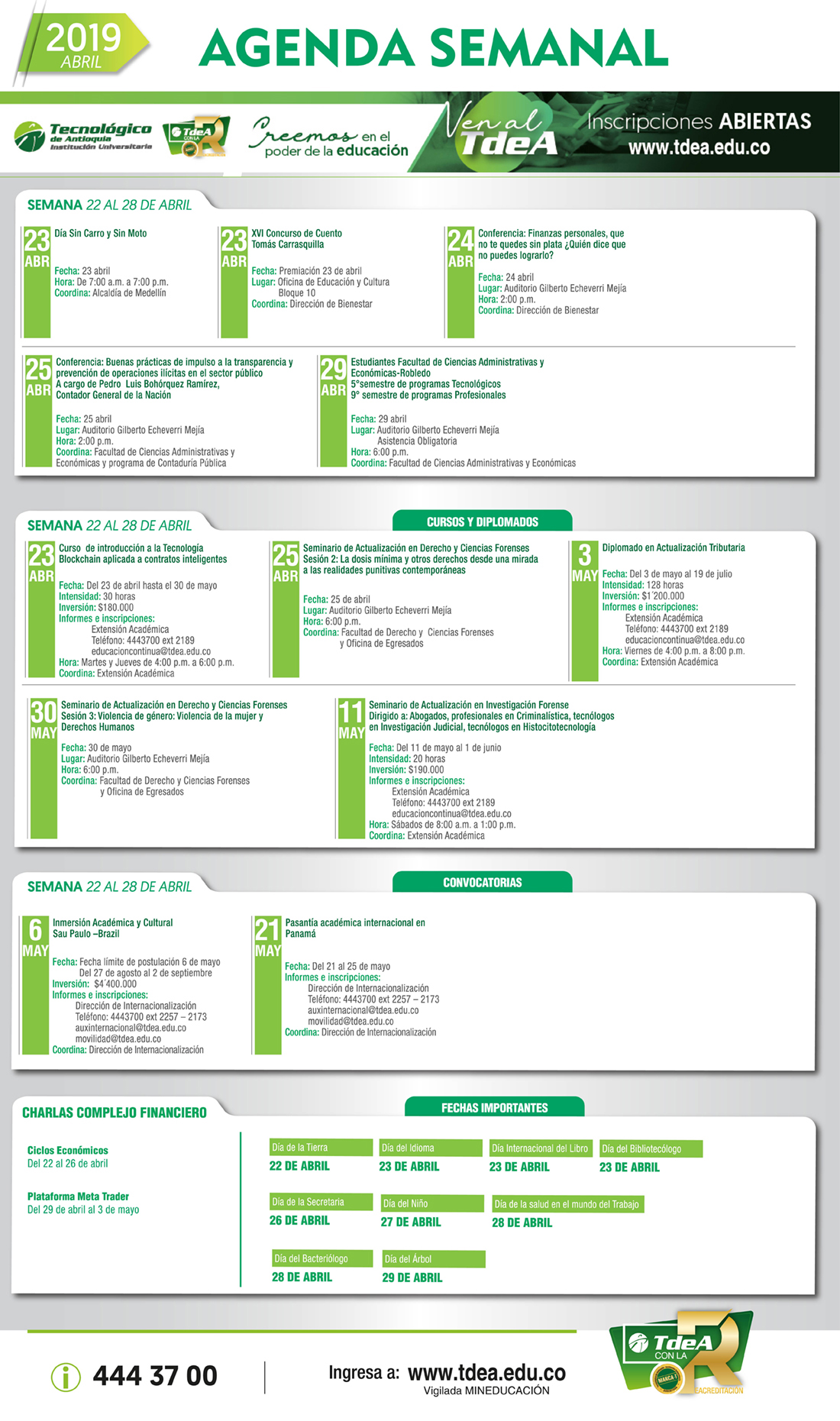 - AGENDA - Abril - 22 - 28 - 2019