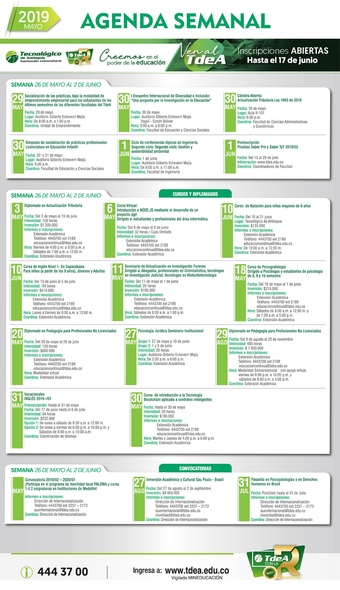 - AGENDA - Mayo - 27 - Junio - 2 - 2019