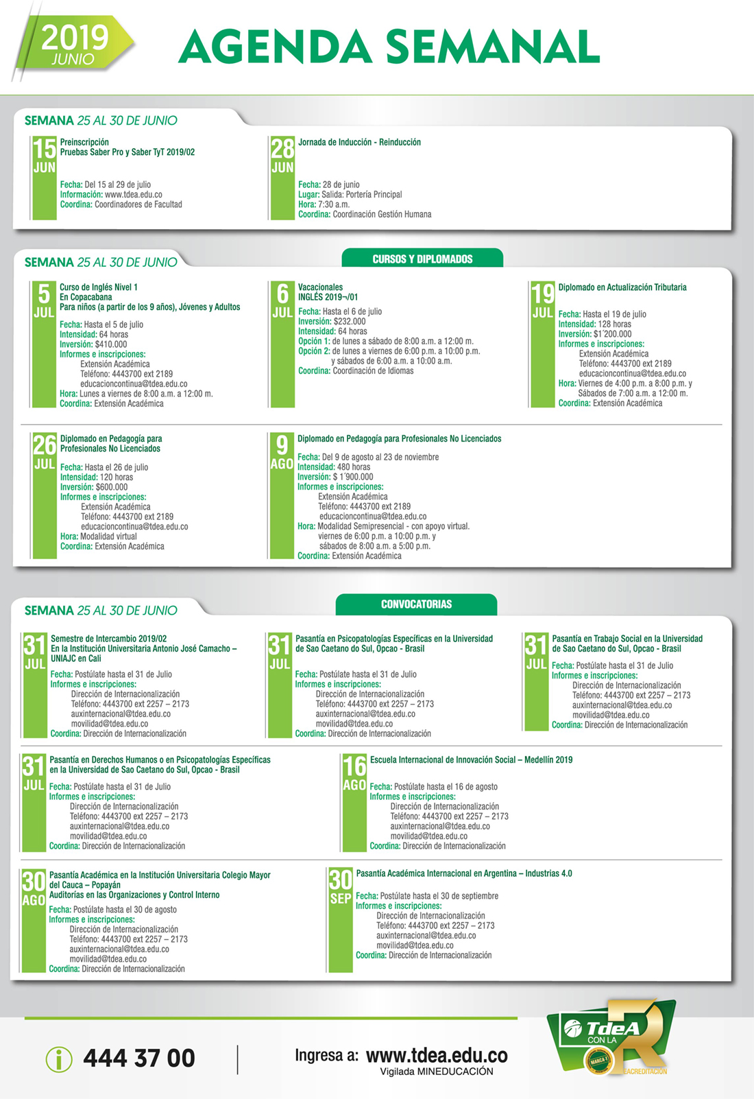 - AGENDA - Junio - 24 - 30 - 2019
