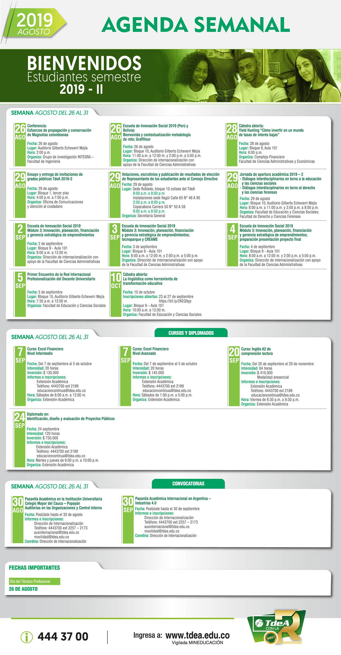 - AGENDA - Agosto - 26 - Septiembre - 1 - 2019
