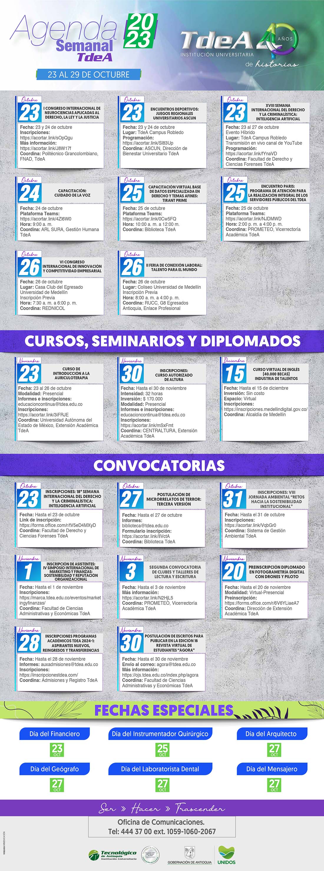 AGENDA SEMANA 23 - 29 OCTUBRE