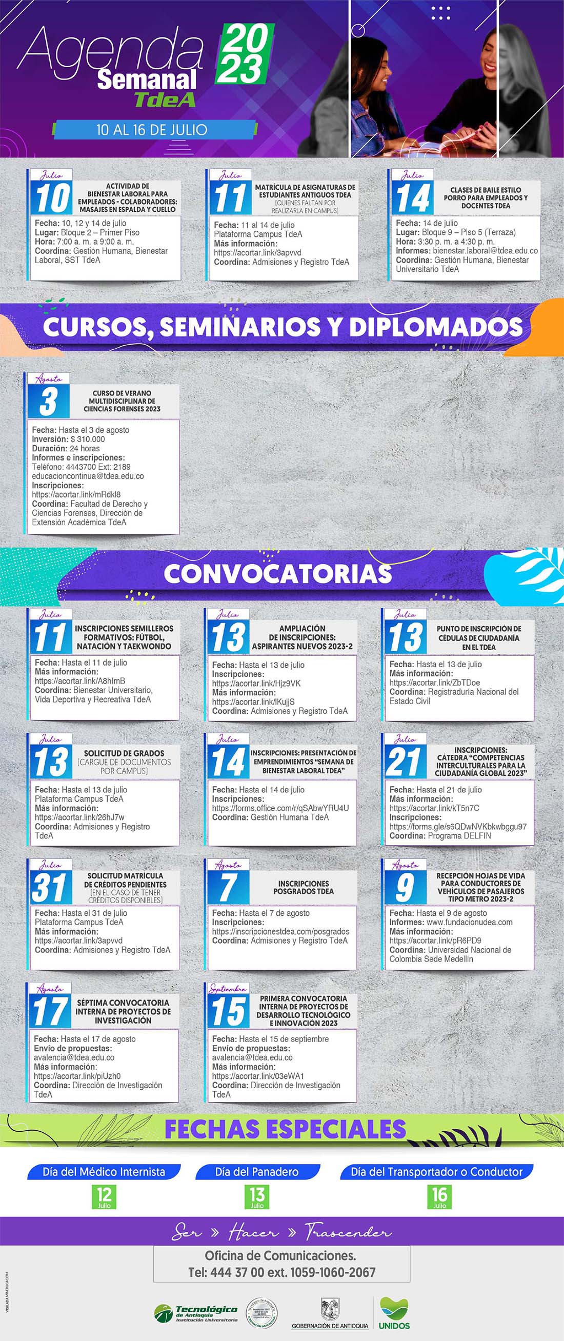 AGENDA SEMANA 10 - 16 JULIO