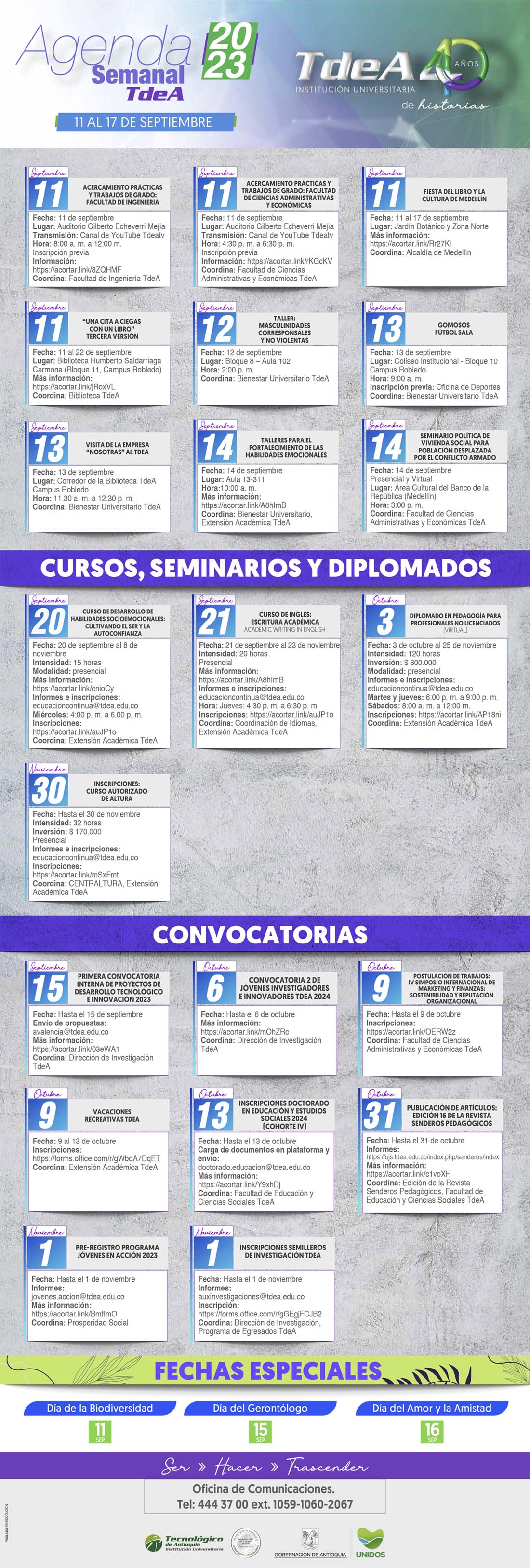 AGENDA SEMANA 11 - 17 SEPTIEMBRE