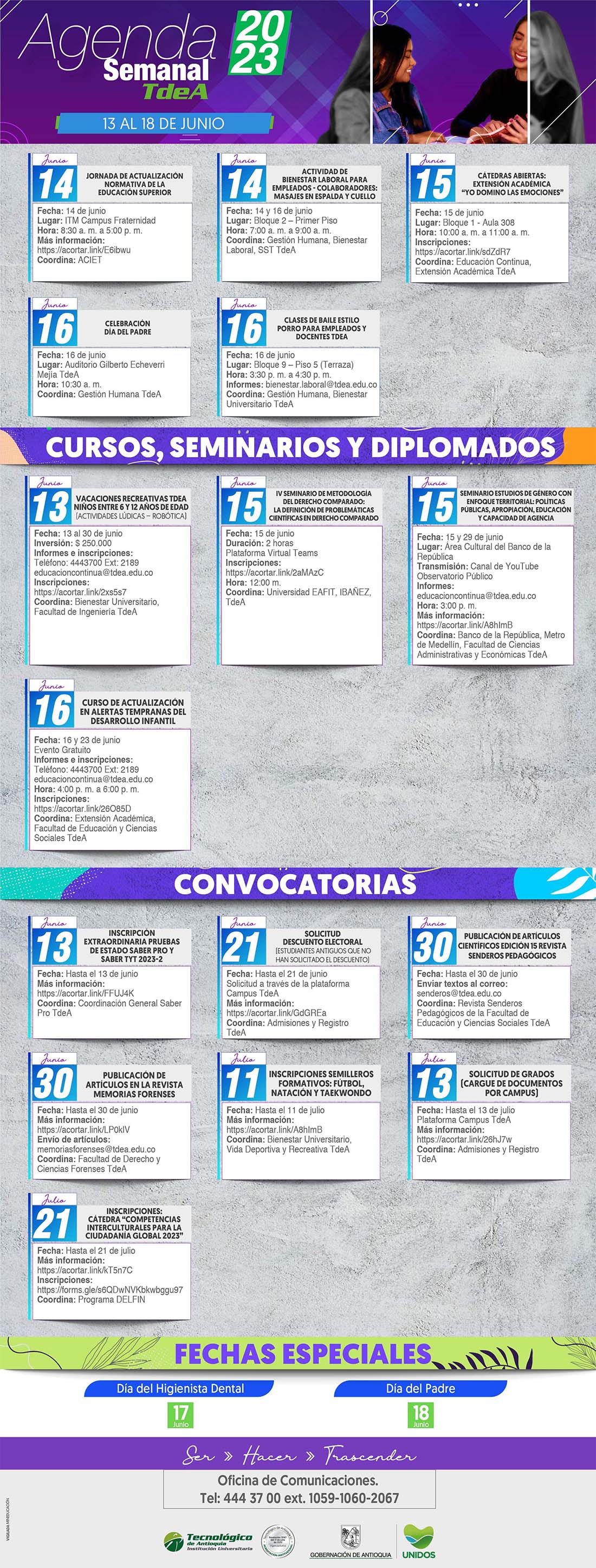 AGENDA SEMANA 13 - 18 JUNIO