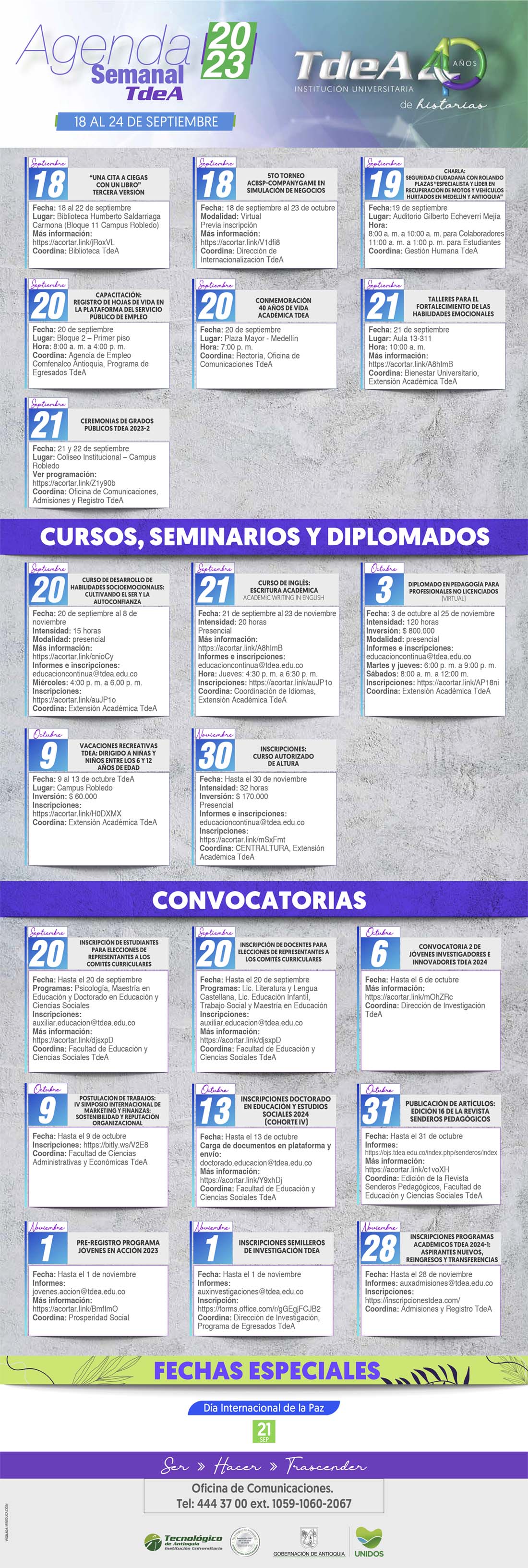 AGENDA SEMANA 18 - 24 SEPTIEMBRE