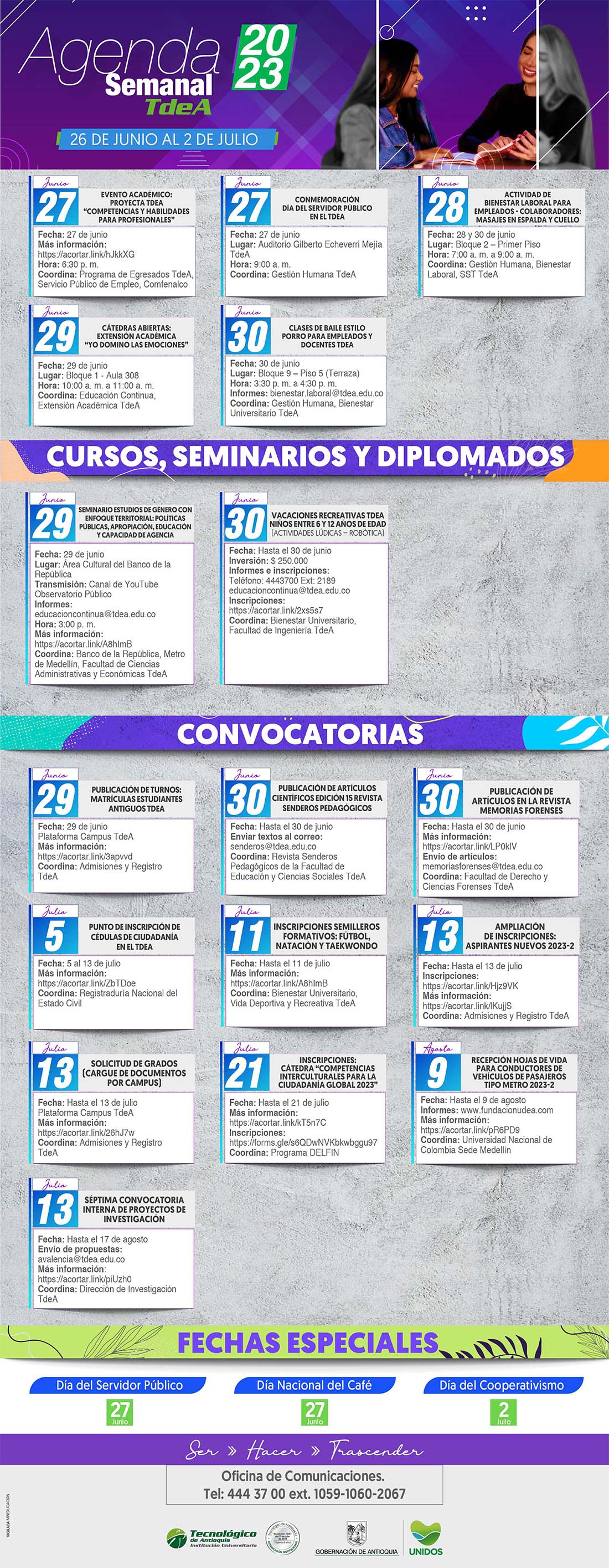 AGENDA SEMANA 26 JUNIO - 2 JULIO