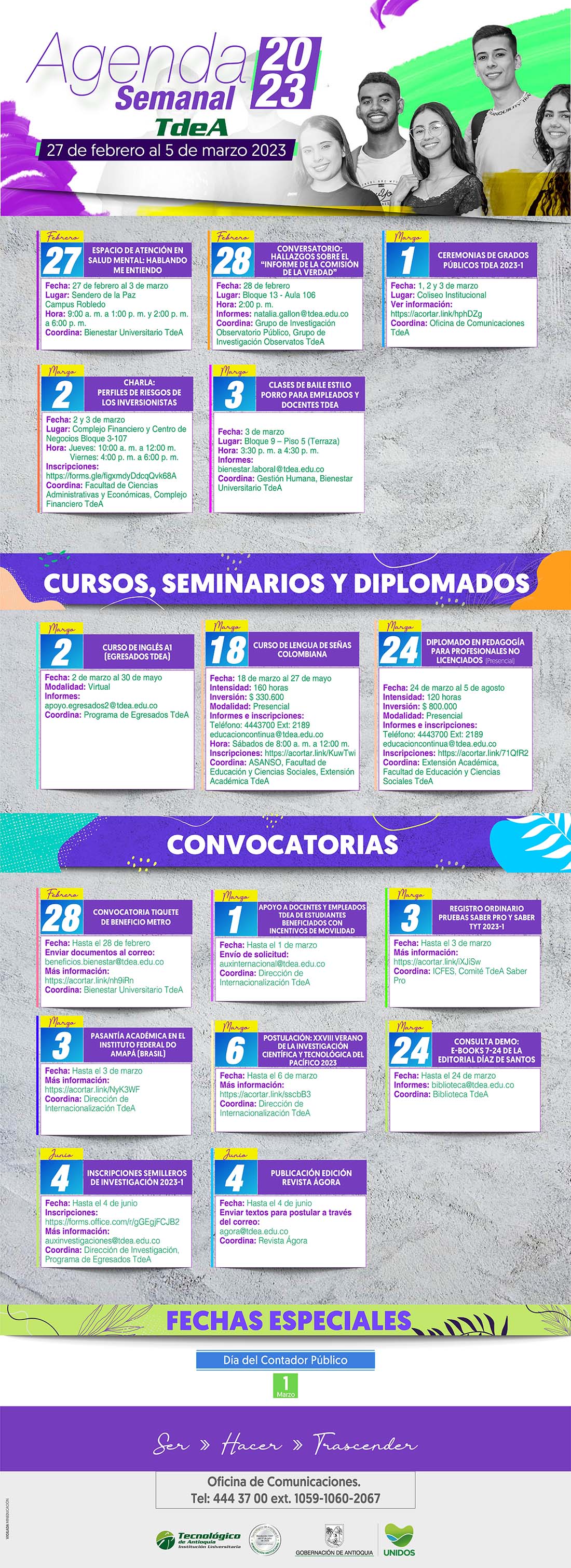 AGENDA SEMANA 27 FEBRERO - 5 MARZO