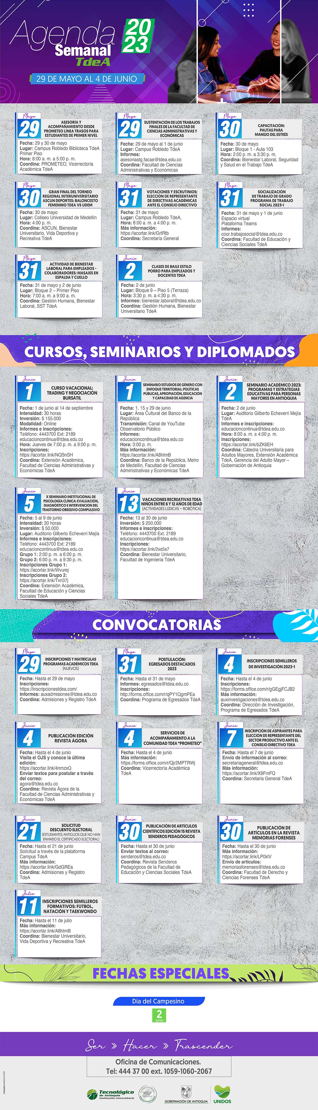 AGENDA SEMANA 29 MAYO - 4 JUNIO