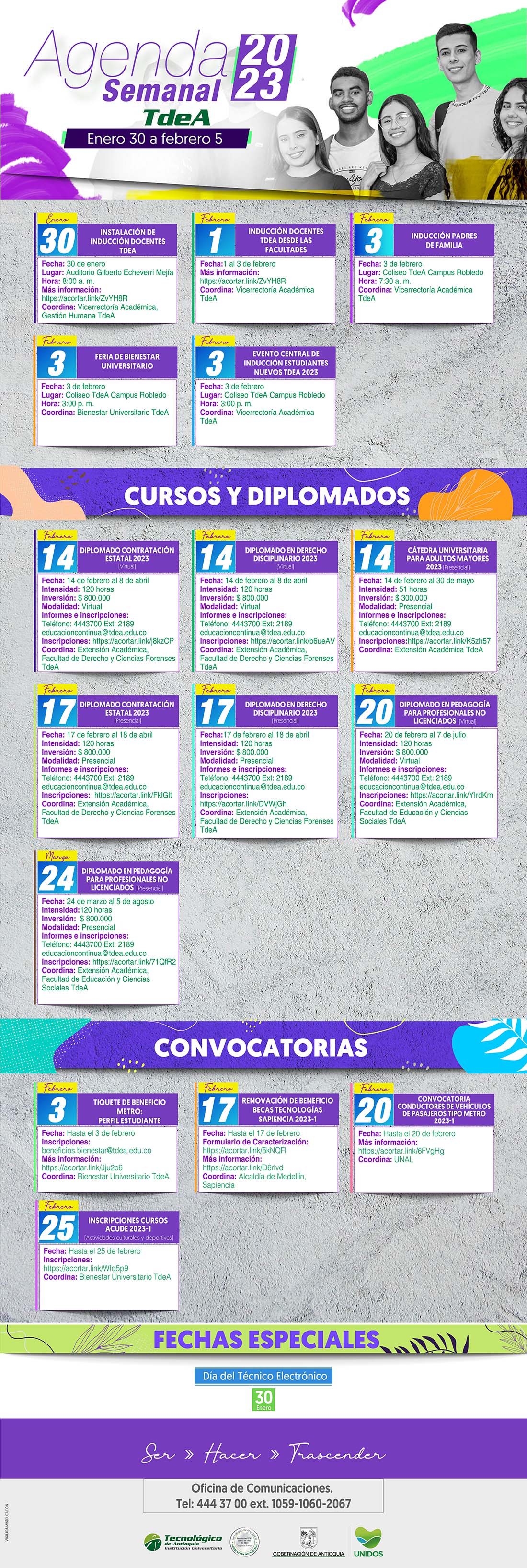 AGENDA SEMANA 30 ENERO - 5 FEBRERO
