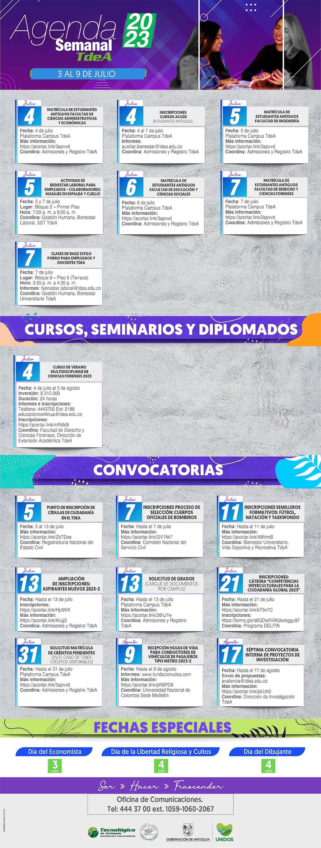 AGENDA SEMANA 3 - 9 JULIO