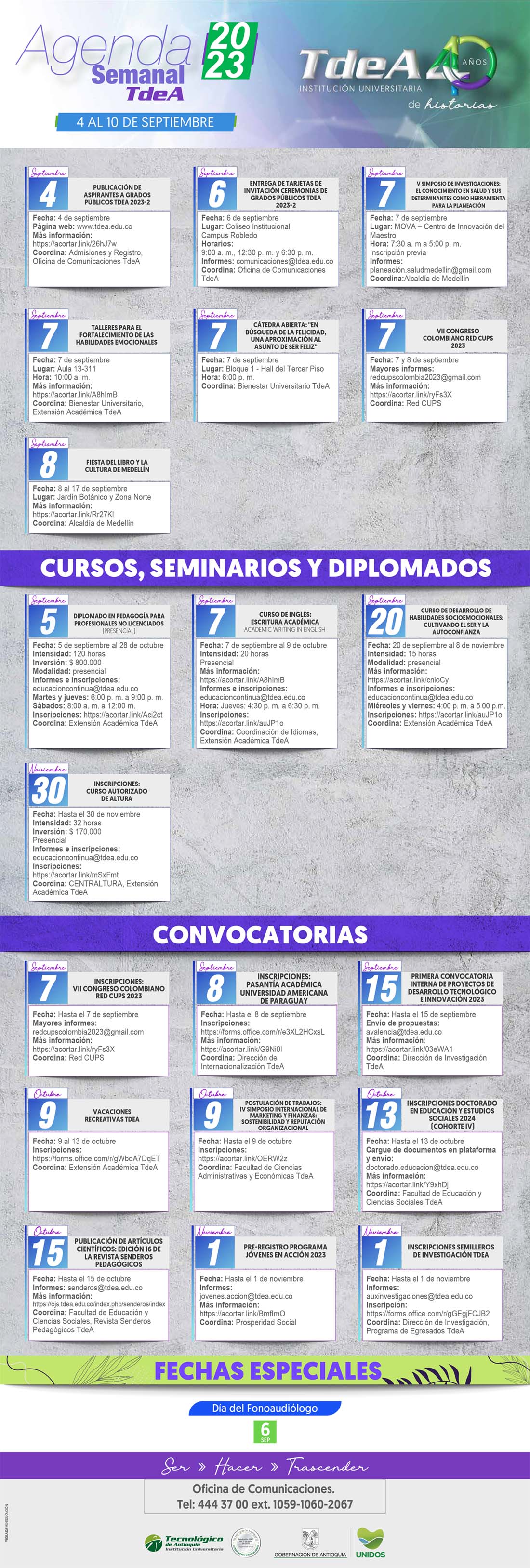 AGENDA SEMANA 4 - 10 SEPTIEMBRE