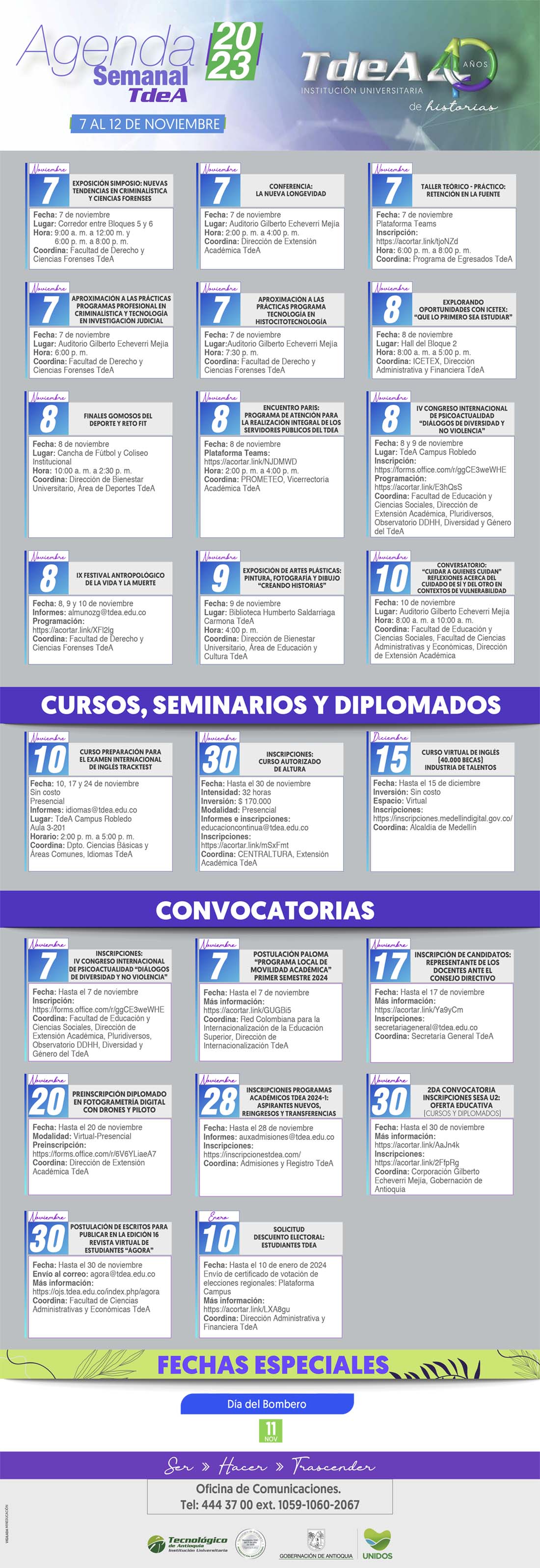 AGENDA SEMANA 7 - 12 NOVIEMBRE
