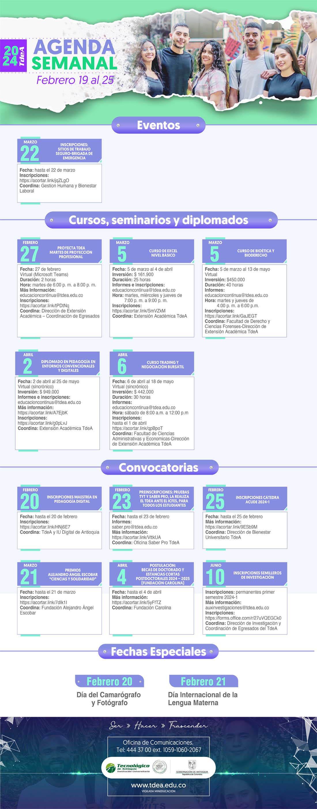 AGENDA SEMANA 19 AL 25 DE FEBRERO