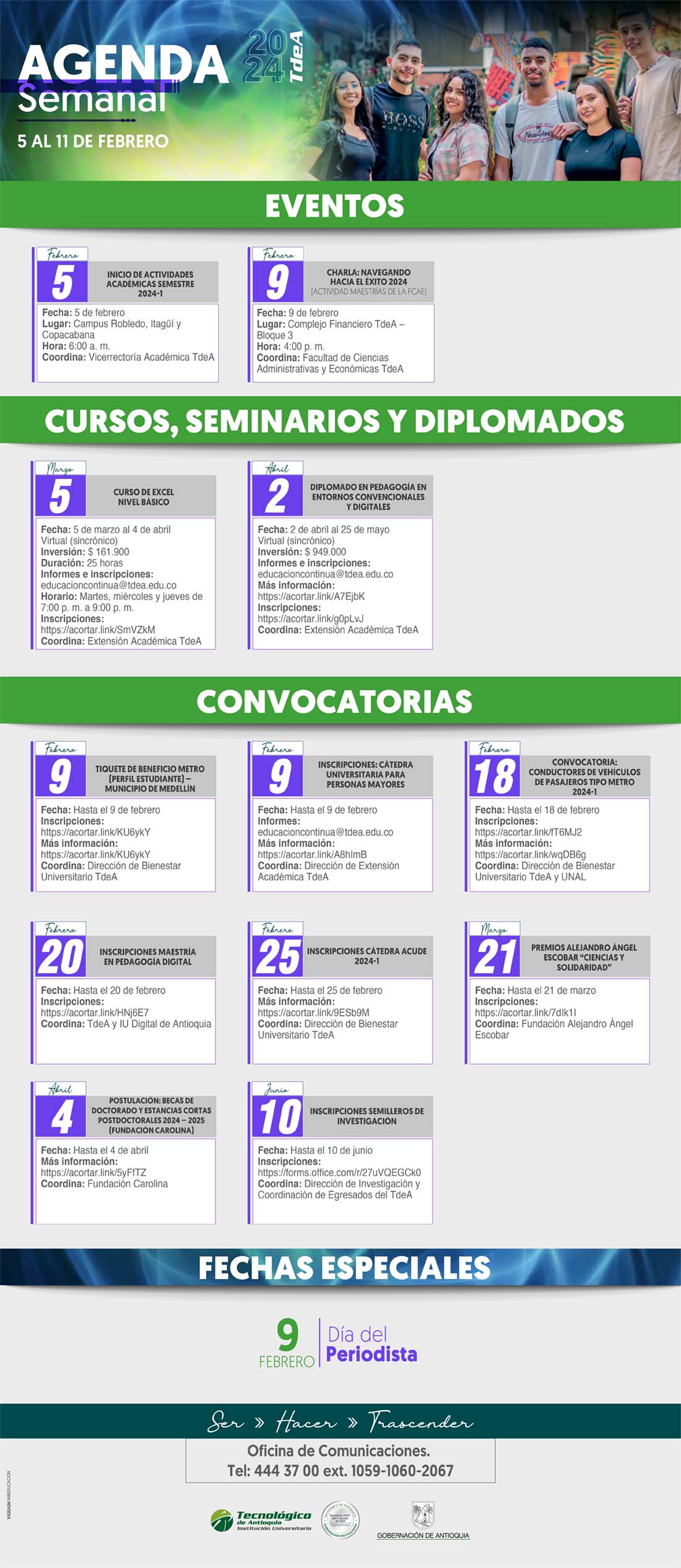 AGENDA SEMANA 5 AL 11 DE FEBRERO