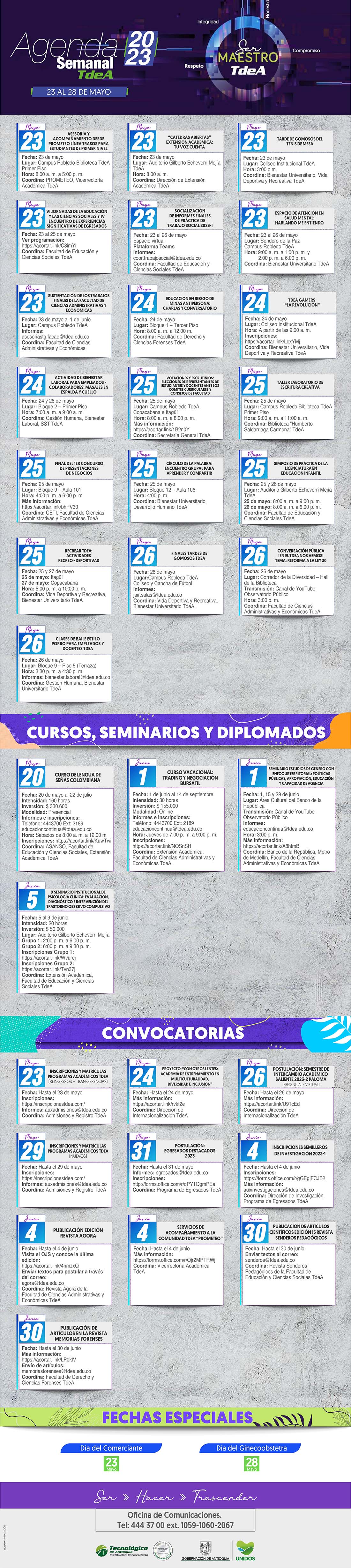 AGENDA SEMANA 22 - 28 MAYO