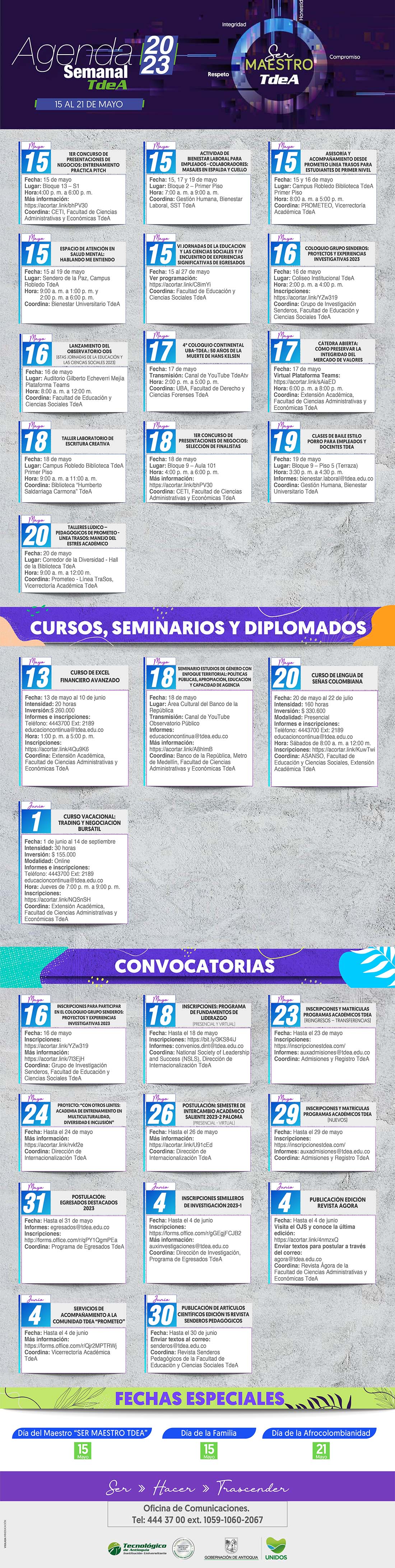 AGENDA SEMANA 15 - 21 MAYO