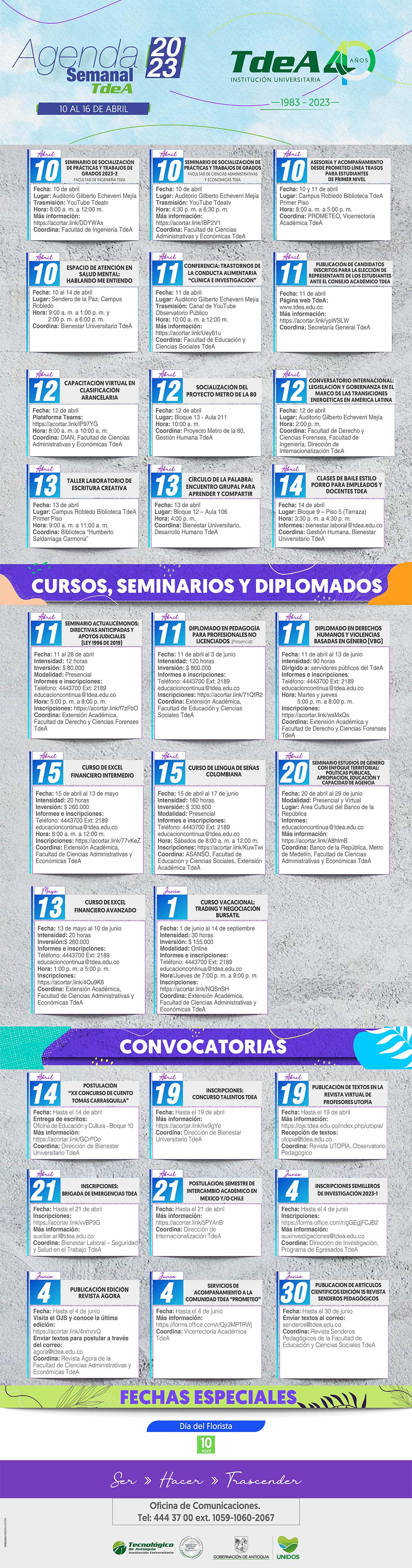 AGENDA SEMANA 10 - 16 ABRIL