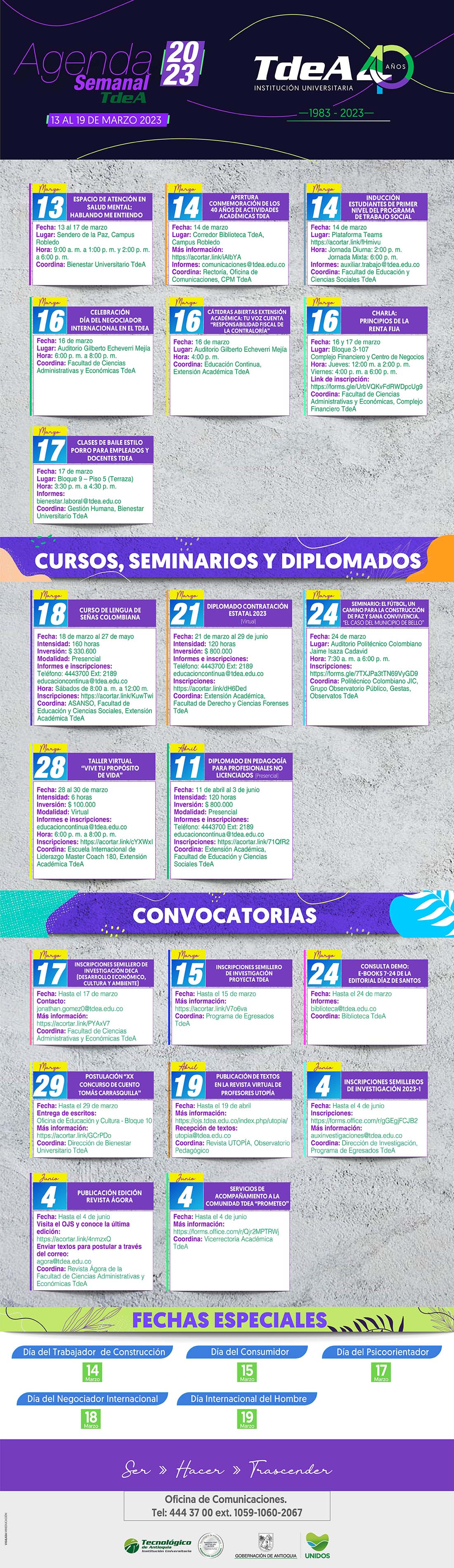 AGENDA SEMANA 13 - 19 MARZO