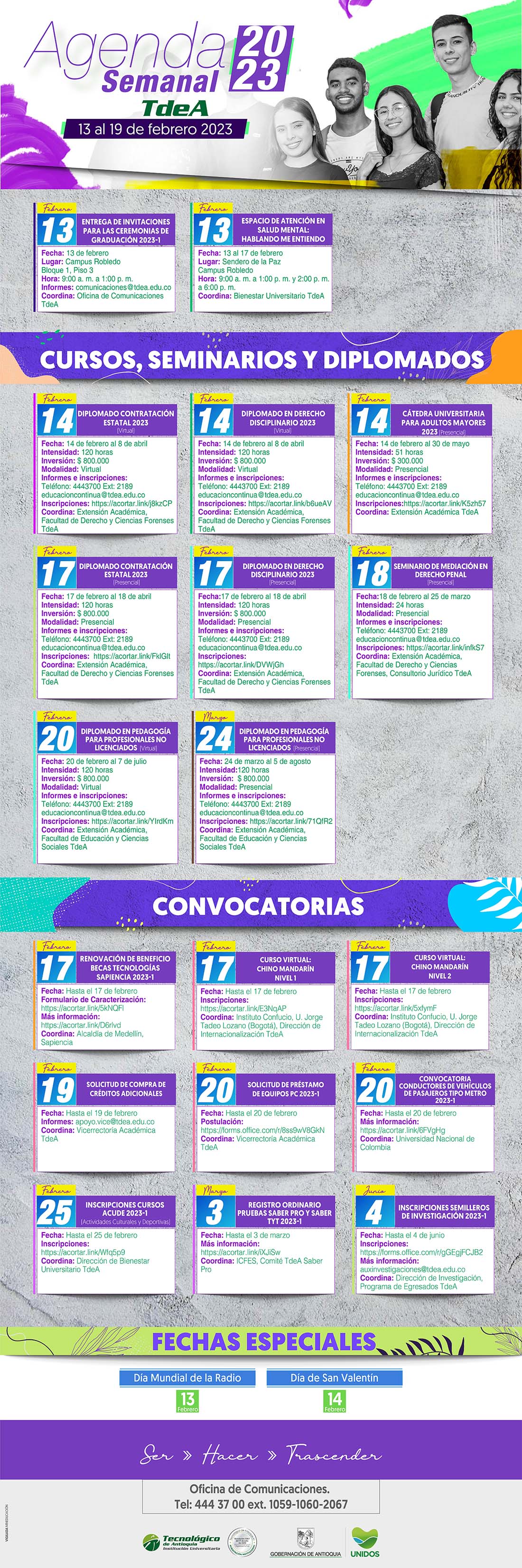 AGENDA SEMANA 13 - 19 FEBRERO