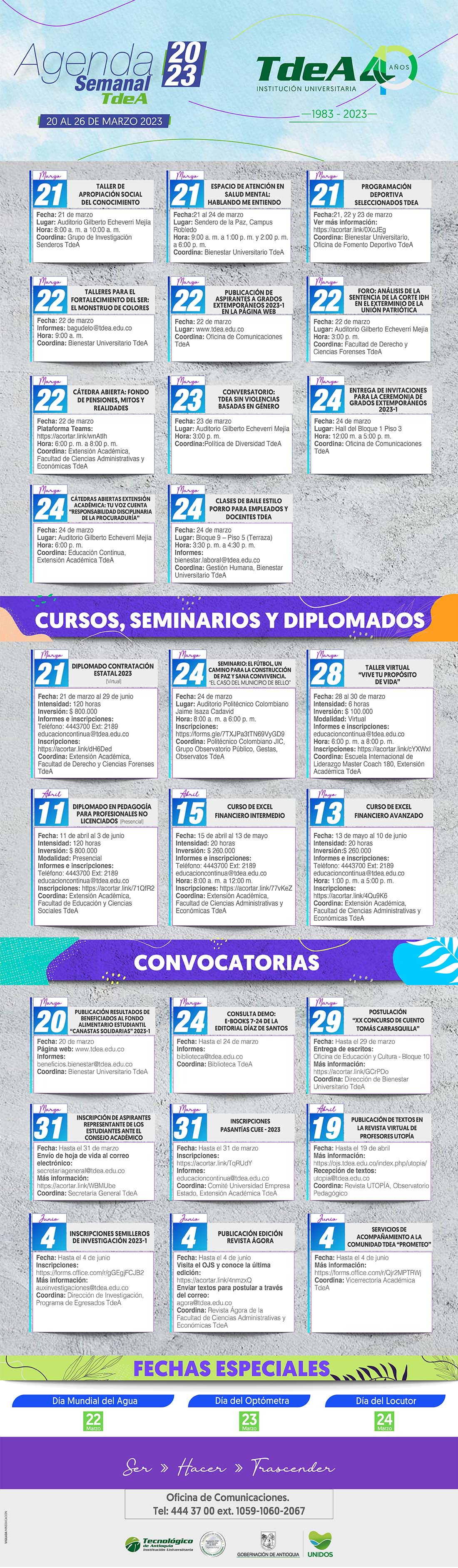 AGENDA SEMANA 20 - 26 MARZO