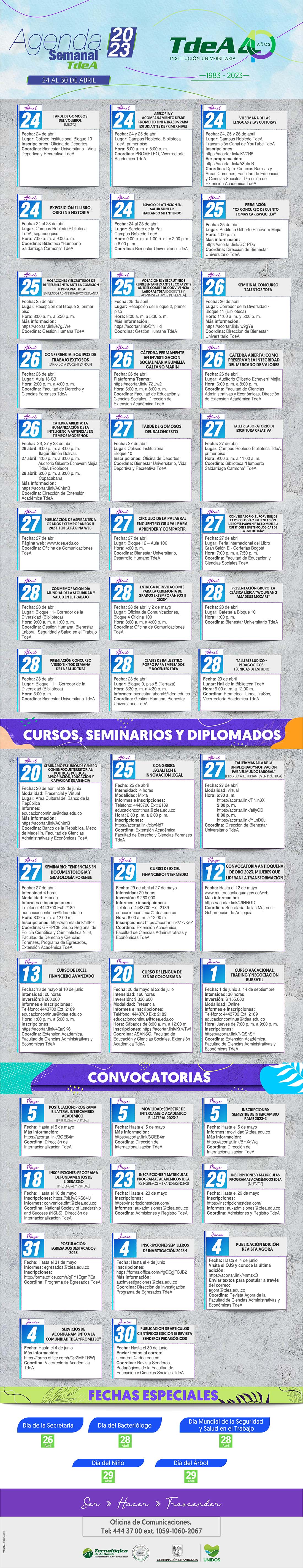AGENDA SEMANA 24 - 30 ABRIL