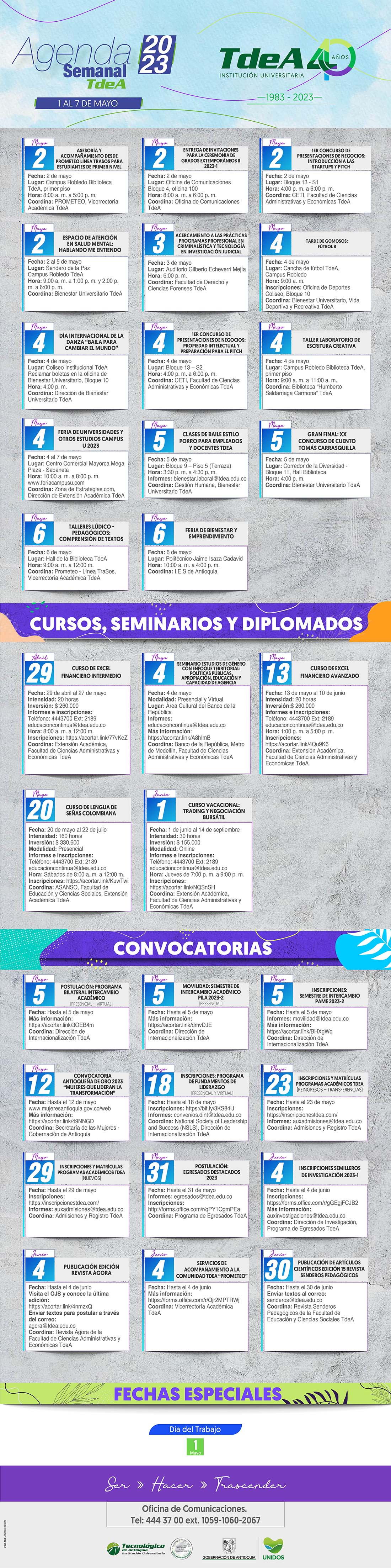 AGENDA SEMANA 1 - 7 MAYO