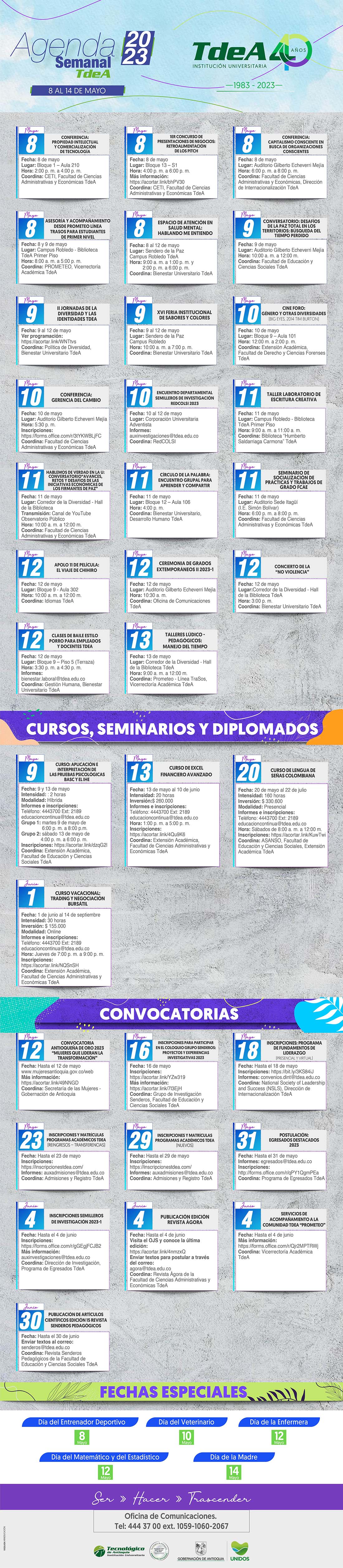 AGENDA SEMANA 8 - 14 MAYO