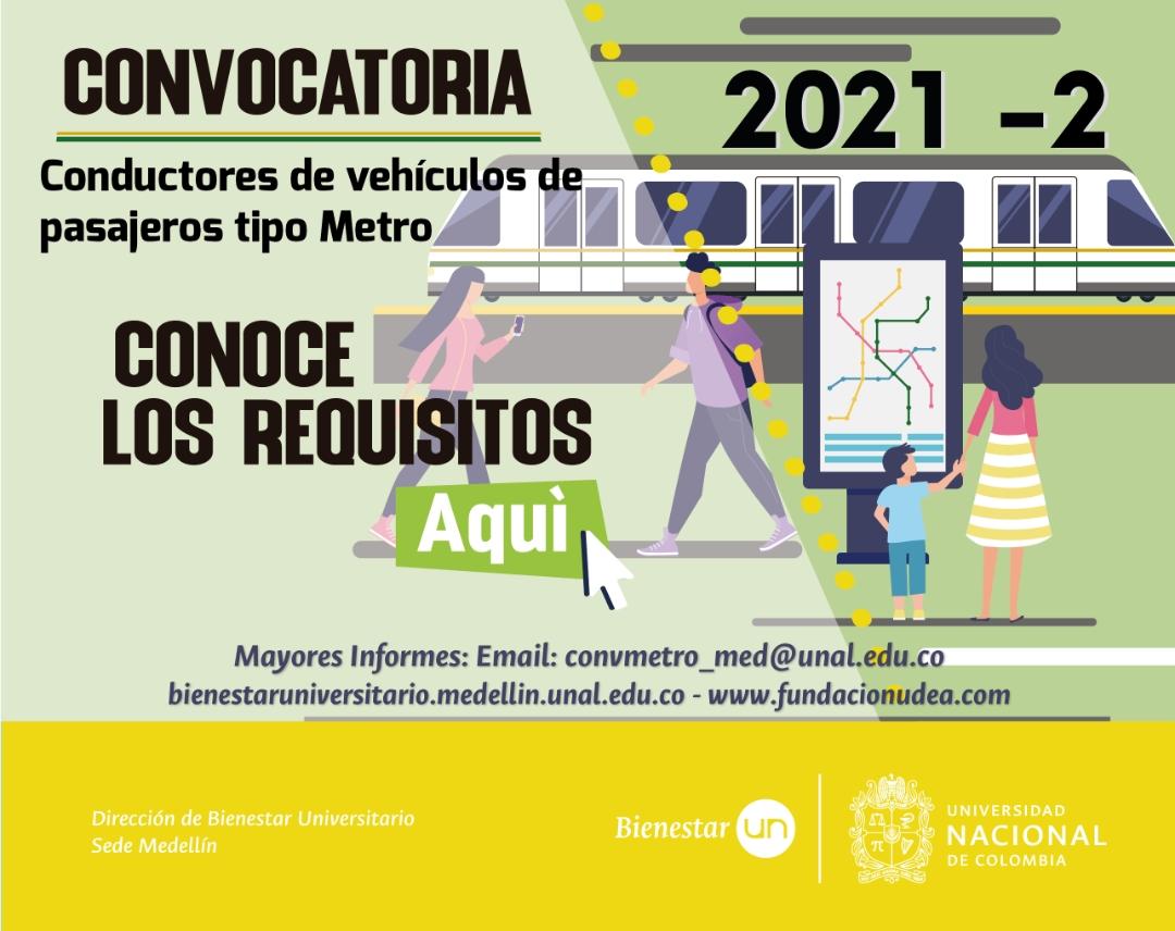 Convocatoria Conductores de vehículos de pasajeros tipo Metro 2021 - 02